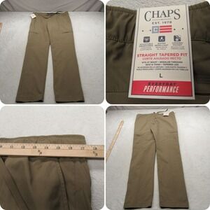 Chaps Pull On‎ Pants Mens Large Green Water Resistant Performance 34x30 NEW